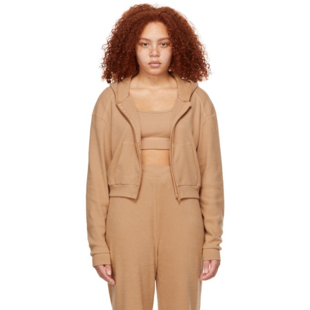 Skims Lounge Hoodie Waffle Tan Size Extra Large - Picture 1 of 12